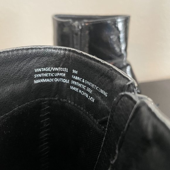 Steve Madden Vintage black patent chunky heeled ankle boots Black 9 - Picture 6 of 12